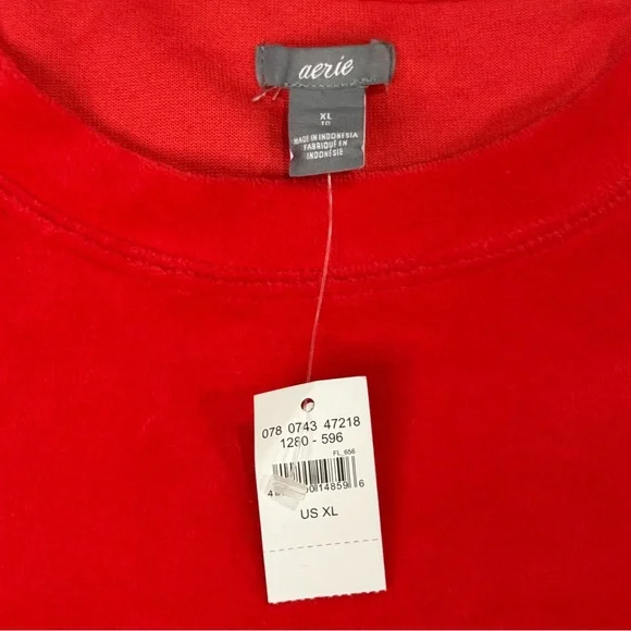 NWT Aerie Velvet Sweatshirt Scoop Neck Raglan Sleeves Coral Women’s Size XL - Picture 3 of 11
